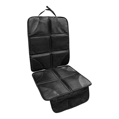 Car Seat Protection Pad, Waterproof 600D Fabric Auto Seat Cover with Thick Padding & Storage Pockets, Anti-Slip Large Protective Cover Mat for Most Vehicle Front Seats (Black) - color: Black