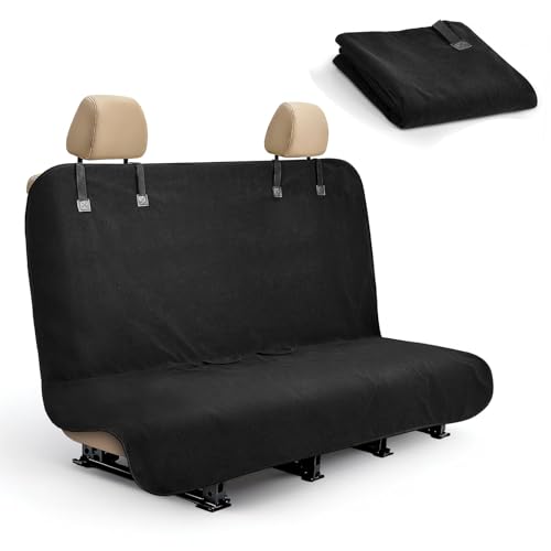 Back Seat Cover for Car SUV Van Trucks, Waterproof Car Seat Towel Cover After Gym, Sweat Rear Bench Towel Backseat Protector for Dogs Kids, Universal Fit, Non-Slip, Black (55" x 29") - color: Black-Car Back Seat Cover