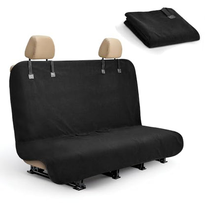 Back Seat Cover for Car SUV Van Trucks, Waterproof Car Seat Towel Cover After Gym, Sweat Rear Bench Towel Backseat Protector for Dogs Kids, Universal Fit, Non-Slip, Black (55" x 29") - color: Black-Car Back Seat Cover