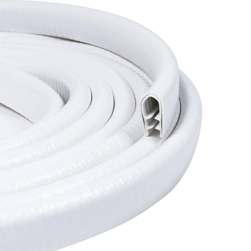 White Edge Trim 1/2" X 3/8" U-Channel Rubber Weatherstrip with Metal Fit Gap 3/64" to1/4 Car Door Edge Sealing Strip, PVC Weather Stripping Metal Edge Protector - 10Foot - color: White, size: 120inch/10Foot