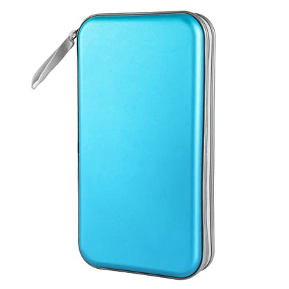 CD Case, Siveit DVD Case Holder 96 Capacity Hard Plastic CD DVD Disc Cases Storage Binder Wallet for Car Home Office Travel (Sky Blue) - color: Sky Blue