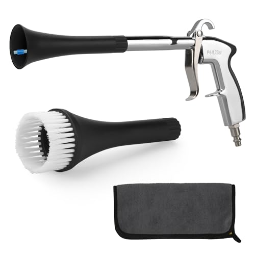 MYPIN Car Cleaning Gun, 6-9.2Bar, High Pressure Air Blow Gun with 2 Set Nozzle&Towel, Interior Car Cleaning for Vehicle Upholstery Carpet Seat - color: Black