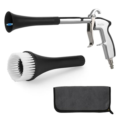 MYPIN Car Cleaning Gun, 6-9.2Bar, High Pressure Air Blow Gun with 2 Set Nozzle&Towel, Interior Car Cleaning for Vehicle Upholstery Carpet Seat - color: Black