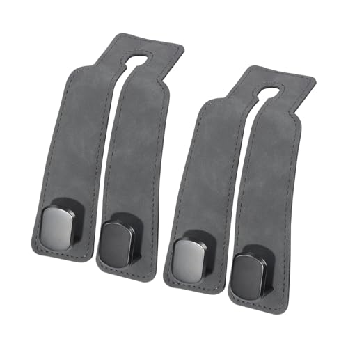 Purse and Bag Hook for Car, Zinc Alloy Seat Headrest Hooks, Upgraded Leather Car Seat Back Purses Hanger and Bags Holder (Grey, 2Pack) - color: Gray
