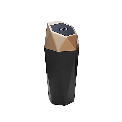 Car Trash Can, Mini Plastics Portable Auto Rubbish Bin with Lid, Leakproof Diamond Design Garbage Holder, Small Waterproof Vehicle Dustbin for Automotive, Kitchen, Home, Office - color: Dark Gold, size: 1PCS