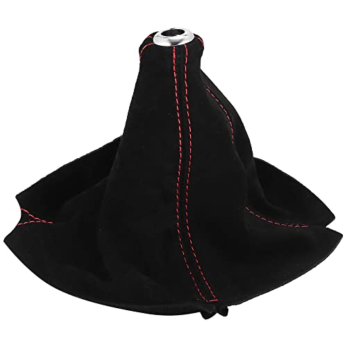 Car Shift Boot Cover Universal Gear Shift Knob Boot Dust Cover Suede Black with Red Line - color: Red