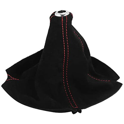 Car Shift Boot Cover Universal Gear Shift Knob Boot Dust Cover Suede Black with Red Line - color: Red