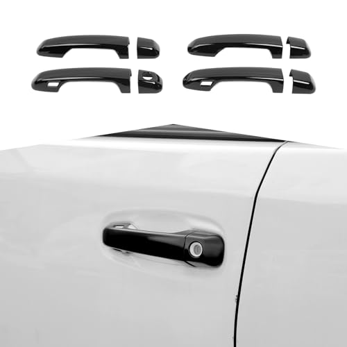 Exter Door Handle Cover Trim with Smart Key Holes fit for Toyota 4 Runner 2010-2024 Outdoor Handle Frame Exterior Door Accessories,Black - color: Black