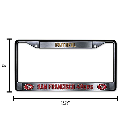 NFL San Francisco 49ers Faithful Black Chrome License Plate Frame - 2-Screw Mount - color: 49ers