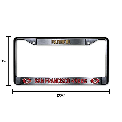 NFL San Francisco 49ers Faithful Black Chrome License Plate Frame - 2-Screw Mount - color: 49ers