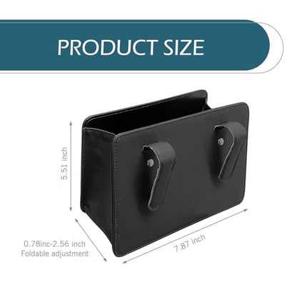 Car Trash Can, Leather Vehicle Trash Bin with 1 Roll Trash Bag, Mini Foldable Seat Back Hanging Storage Bag Container, Waterproof Car Door Storage Box, Universal for Most Cars (Black)