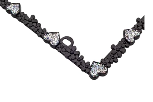 Creathome 3D Shining Daisy Heart License Plate Frame from Pure Zinc Alloy Metal Perfect Plate Holder, Matt Black with Silver Glitter Luminously Heart - color: Matt Black with Silver Glitter, Luminously Heart