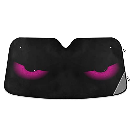 Pink Evil Eyes Windshield Sun Shade - Foldable Car Front Window Sunshades for Most Sedans SUV Truck, Blocks UV Rays and Keeps Your Vehicle Cool - color: Pink Evil Eyes, size: 55*27.6inch