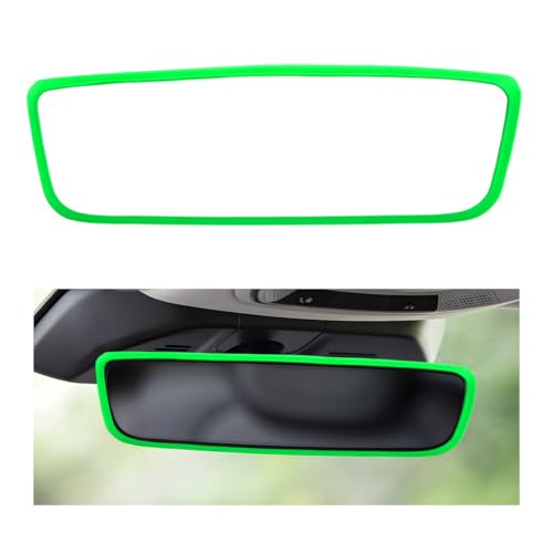 Rear View Mirror Protector Frame, Rearview Mirror Edge Protective Cover Car Interior Decoration, Silicone Auto Rearview Mirrors Trim Compatible with Model 3 Y for Women Men (Green) - color: Green