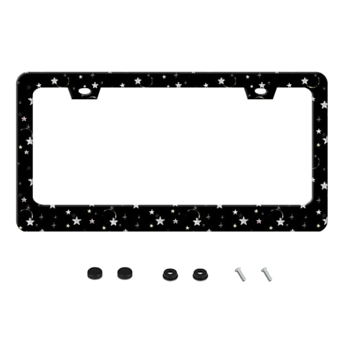 Night Stars License Plate Frame Funny Stainless Steel Starry Sky License Plate Frames Auto Parts Decoration with Screws License Plate Holder for Men Women 12x6 Inch - color: Night Stars, size: one size