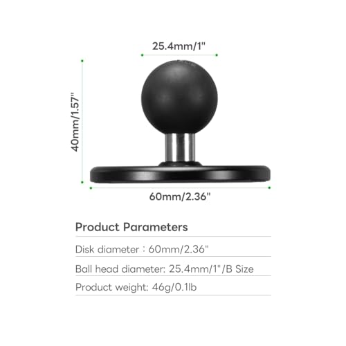 FANAUE Cell Phone Holder Base with 1" Ball Head Magnetic Car Phone Mount Stand Compatible with RAM Mount B Size 1 inch, can be Mounted on car Dashboard, Windshield, Suitable for 4.7-7.5" Smartphone