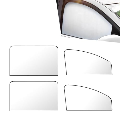 Downhill 4 PCS Car Side Window Sun Shades, Sun Protection Breathable Privacy Protection Car Window Sun Shades, Heat Insulation Magnetic Suction Installation Protector, for Most Cars SUV Camper(Silver) - color: Silver