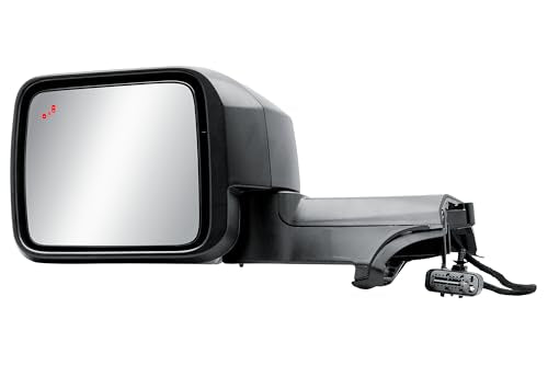 Driver Left Side Door Mirror Power and Heated with BLIS Glass Turn Signal Light Puddle Light and Spot Light Textured Back Cover Manual Folding for Ford Bronco 2022-2025 - color: Lamp Driver (LH) Side