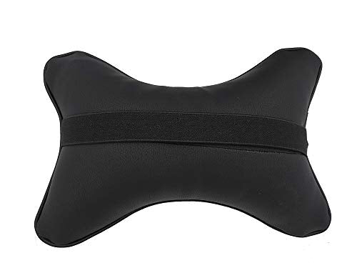 Car Neck Pillows 2pcs Pack Car Headrest Pillow Pu Leather Car Cervical Pillows for Traveling Car Pillows Filled by Fiber (Black Red) - color: Black Red
