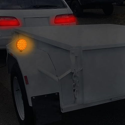 4" Round Dual-Face Amber Lens 12V Pedestal Mount Hazard Warning Lamp Flashing Caution Light for Boat Trailer SUV Camper RV Off-Road Kenworth Peterbilt Freightliner Trucks - size: 1pcs Warning Light