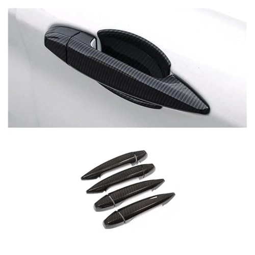 Car Carbon Fiber Texture Exterior Door Handle Cover Compatible with BMW X1 F48 2016 2017 X5 X6 F15 F16 2014-2017 ABS Protective Trim(Bright Black) - color: Bright black