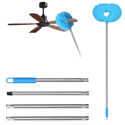 Storystore Ceiling Fan Cleaner Duster - Adjustable Duster with Extension Pole,Dusters for Cleaning Fan Blade, Walls and Cobweb (Blue) - color: Round-blue, size: 4.2FT