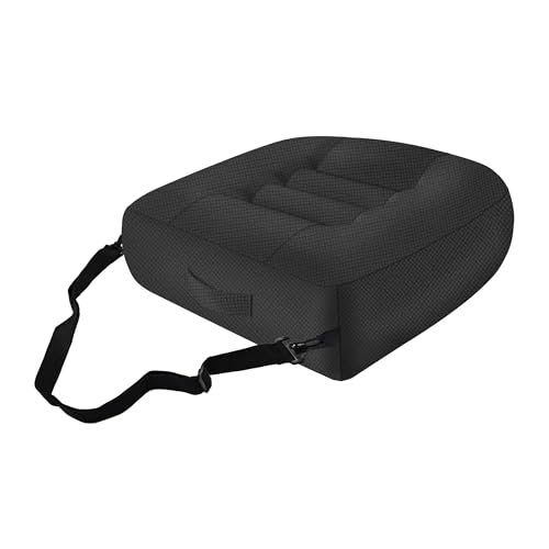 Car Booster Bandage Seat Cushion for Short Adults Thick Breathable Mesh Height Adjustable for Driving, Office & Home Use Universal Fit for Cars, Trucks & Wheelchairs 15.7"x15.7"x4.7"-Black - color: Black, size: Standard - With Straps