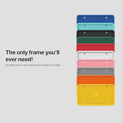 Rightcar Solutions Car Plate Frame, Silicone License Plate Frame, Rust-Proof Rattle-Proof Weather-Proof License Plate Holder for Front or Rear, Yellow, 1 Pack - color: Yellow
