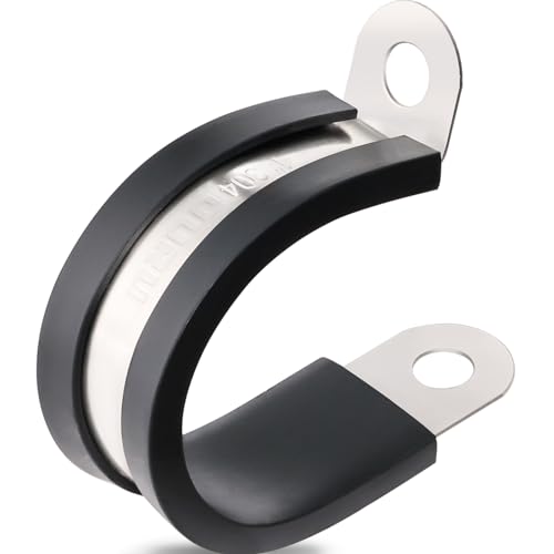 OURU 50PCS Cable Clamps 1 Inch 304 Stainless Steel Cable Clamps Rubber Coated Cushioned Insulated Cable Clamp,Automotive Wire Clamps,Pipe Clamps,Metal Clamp for Tube,Wire Cord Installation(25mm) - size: 50 PCS - 1 Inch
