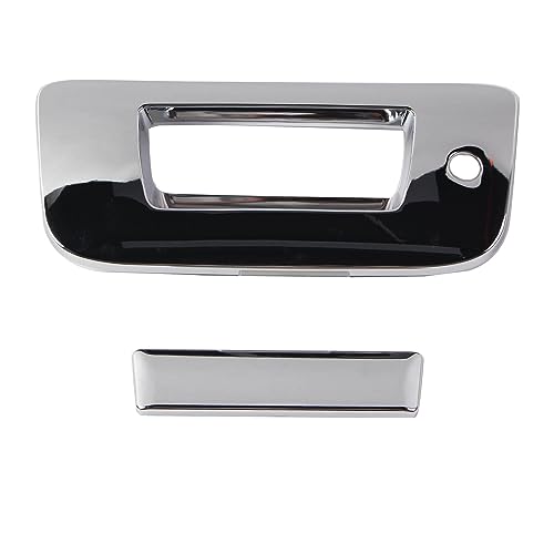 AUCERAMIC Chrome Tailgate Door Handle Cover with Keyhole Compatible with 2007-2013 Chevy Silverado GMC Sierra 1500 2500HD 3500HD