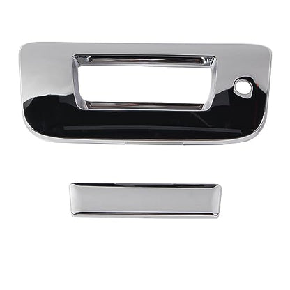AUCERAMIC Chrome Tailgate Door Handle Cover with Keyhole Compatible with 2007-2013 Chevy Silverado GMC Sierra 1500 2500HD 3500HD