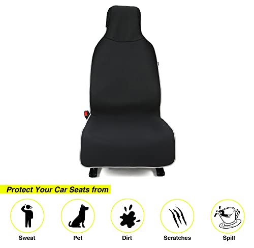 VSHIELD Waterproof Neoprene Car Seat Cover, Sweatproof Non-Slip Seat Protector, Universal Fit for Front Bucket or Rear Bench Seat of Cars, SUVs, Vans, Trucks, Compatible with Airbags and Armrests - color: Black