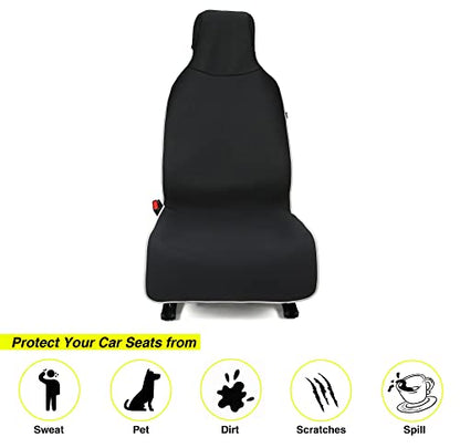 VSHIELD Waterproof Neoprene Car Seat Cover, Sweatproof Non-Slip Seat Protector, Universal Fit for Front Bucket or Rear Bench Seat of Cars, SUVs, Vans, Trucks, Compatible with Airbags and Armrests - color: Black