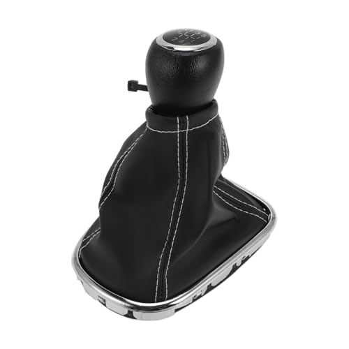 6 Speed Manual Gear Shifter Knob with Cover, Gearbox Stick Shifter Lever Knob for Chevrolet Cruze 2010-2015 Plastic Faux Leather Black White, 1 Pc
