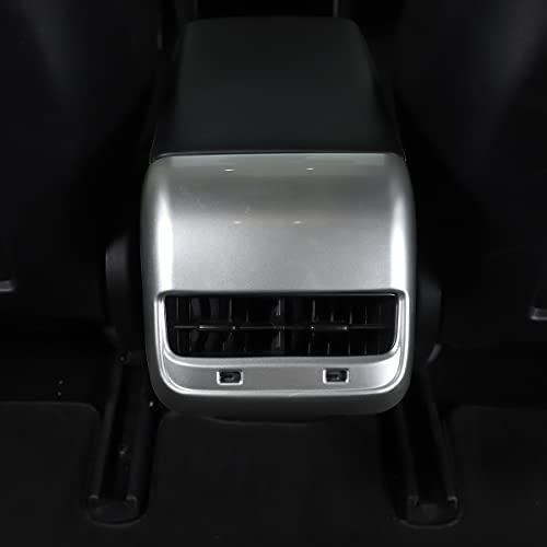 Rear Air Outlet Vent Trim Cover,Rear Air Condition Vent Cover Trim,Rear Center Console Air Vent A/C Cover Trim for Tesla Model 3 & Model Y 2017-2021 (Chrome) - color: Chrome