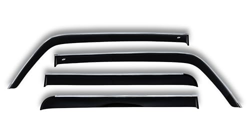 Chrome Window Deflector Set of 4-Pieces - Car Trim Side Vent Shades - Air/Rain Guards Ventvisor Compatible with Hummer H3 2005-2010