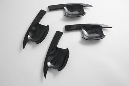 4Pcs Door Bowl Front Rear Driver & Passenger Side Compatible with 2019-2025 Chevy Silverado GMC Sierra 1500 20-25 2500 3500 (Carbon Fiber Door Bowl) - color: Carbon fiber door bowl