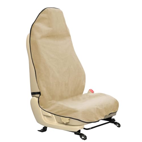 ZIMISI Waterproof Car Seat Cover Towel, Non-Slip Car Seat Protector for Gym Workouts, Running, Swimming, Beach & Hiking, Universal Sweat Towel Cloth for Cars, SUVs, Trucks (Beige) - color: Beige