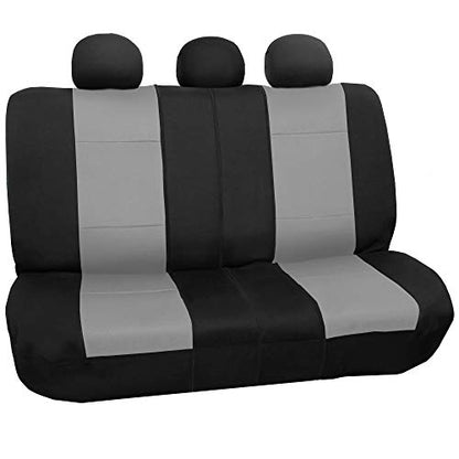 FH Group Waterproof Neoprene Car Seat Covers Rear Set– Universal Fit Split Bench Back Seat Cover, Durable Automotive Seat Protector for Cars, SUVs & Vans, Gray/Black - color: Gray, style: Rear Set