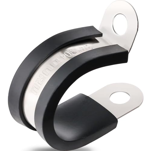 OURU 100PCS Cable Clamps 3/4 Inch 304 Stainless Steel Cable Clamps Rubber Coated Cushioned Insulated Cable Clamp,Automotive Wire Clamps,Pipe Clamps,Metal Clamp for Tube,Wire Cord Installation(19mm) - size: 100 PCS - 3/4 Inch