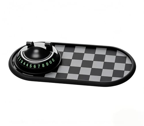 Multifunction Car Anti-Slip Mat Phone Holder, Dashboard Anti Slip Pad for Car with 360° Rotating Cell Phone Holder & Parking Number, Organizer for Phone, Keys, Sunglasses (Black & Gray) - color: Black & Gray