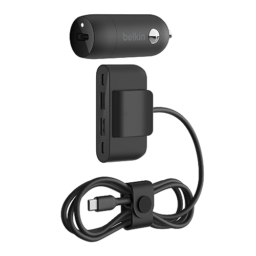 Belkin Boost↑Charge™ 30W Fast Car Charger, USB-C Power Delivery Port, 4-Port USB Power Extender, Universal Compatibility for iPhone 16, Galaxy S25, Note Series, Nintendo Switch 2 and More - Black - style: Charger + Power Extender