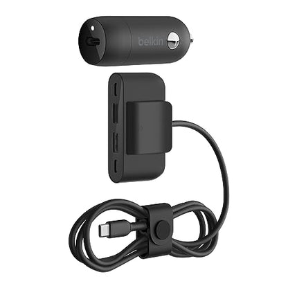 Belkin Boost↑Charge™ 30W Fast Car Charger, USB-C Power Delivery Port, 4-Port USB Power Extender, Universal Compatibility for iPhone 16, Galaxy S25, Note Series, Nintendo Switch 2 and More - Black - style: Charger + Power Extender