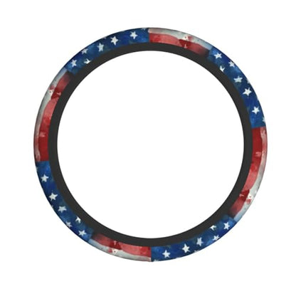 4th of July Flag Steering Wheel Covers Non Slip Neoprene Universal 15 Inch Steering Wheel Protector Car Cover for Men Women - color: 4th Of July Flag