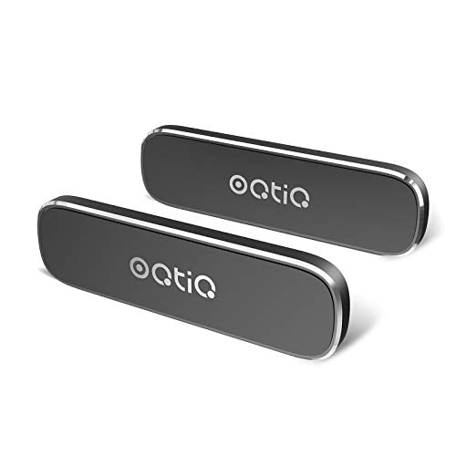 OQTIQ [2 Pack] Magnetic Car Mount, Phone Magnet for Car, Universal Stick On Rectangle Flat Dashboard Car Phone Magnet Mount for Cell Phones and Mini Tablets (Rectangle Flat) with 2 Metal Plates - color: Black
