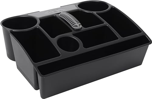 Moblorg Vehicle Seat Organizer Car Storage Caddy with Carrying Handle, 2 Large Cup Holders, 10 Compartments, Hidden Extra Storage, Fits Most Vehicles, Made in USA from Recycled Plastic