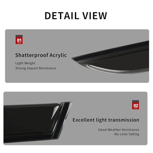Window Visor Wind Deflector, 4PCS Tape-On Rain Guards for 2026 Toyota RAV4, Outside Mount Sun Shade Side Window Vent Visors, Black