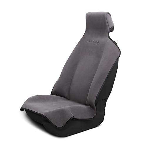 DryvaSeat - Premium Microfiber Towel Car Seat Cover - Waterproof & Sweatproof - Universal Fit, Machine Washable, Non-Slip - Seat Protector for Car, Truck, SUV, Van (Gray, 1 Pack) - color: Gray, size: 1 Pack
