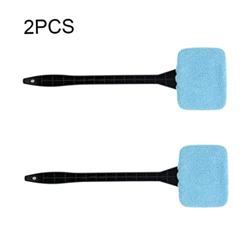 Inside Window Cleaning Tool Windshield Cleaner Car Inside Window Glass Cleaning Tool with Handle 2PCS Blue