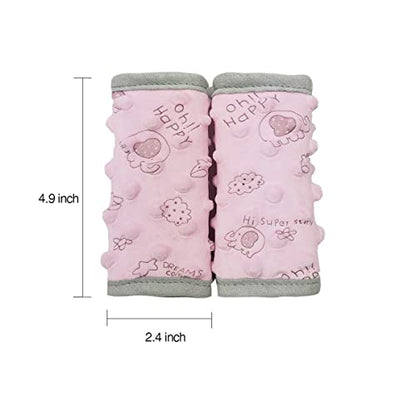 DODO NICI car seat Strap Cover for Baby, seat Belt Cover Cushion, Belt Pads fit Baby Carrier/Pushchair/Stroller, Cozy Peace Dotted Minky, Pink - color: Pink animals